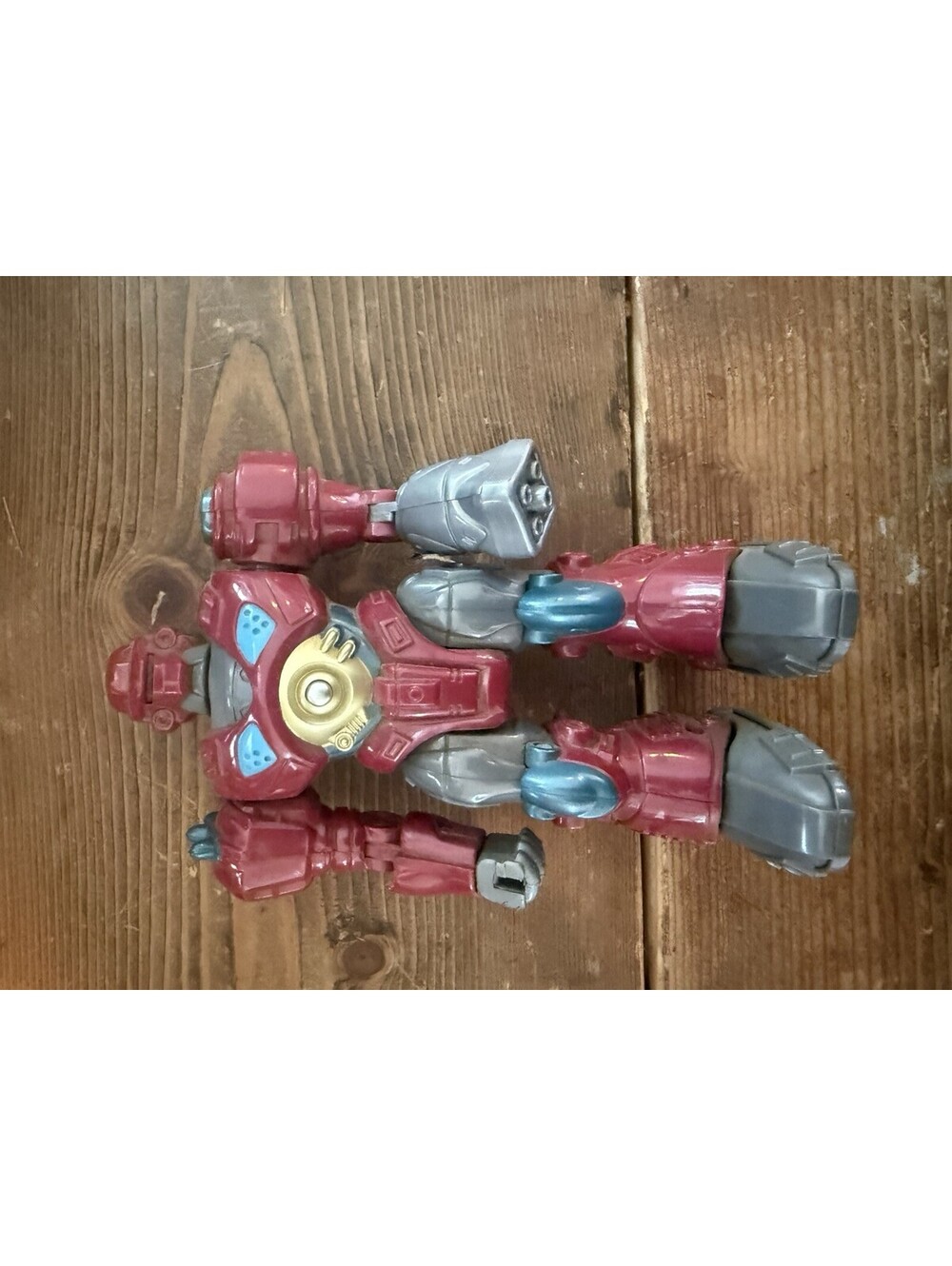 Hap P Kid Mars Robot Attack 7” Maroon Light Up Walking Action Figure Works